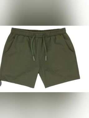 Performance Olive Green Athletic Drawstring Shorts